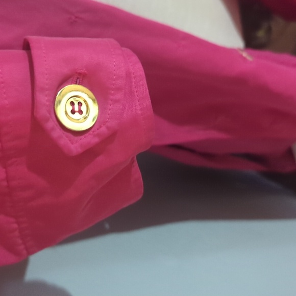 International Concepts Pink Trench Coat with Gold Buttons Size XL - Picture 6 of 10